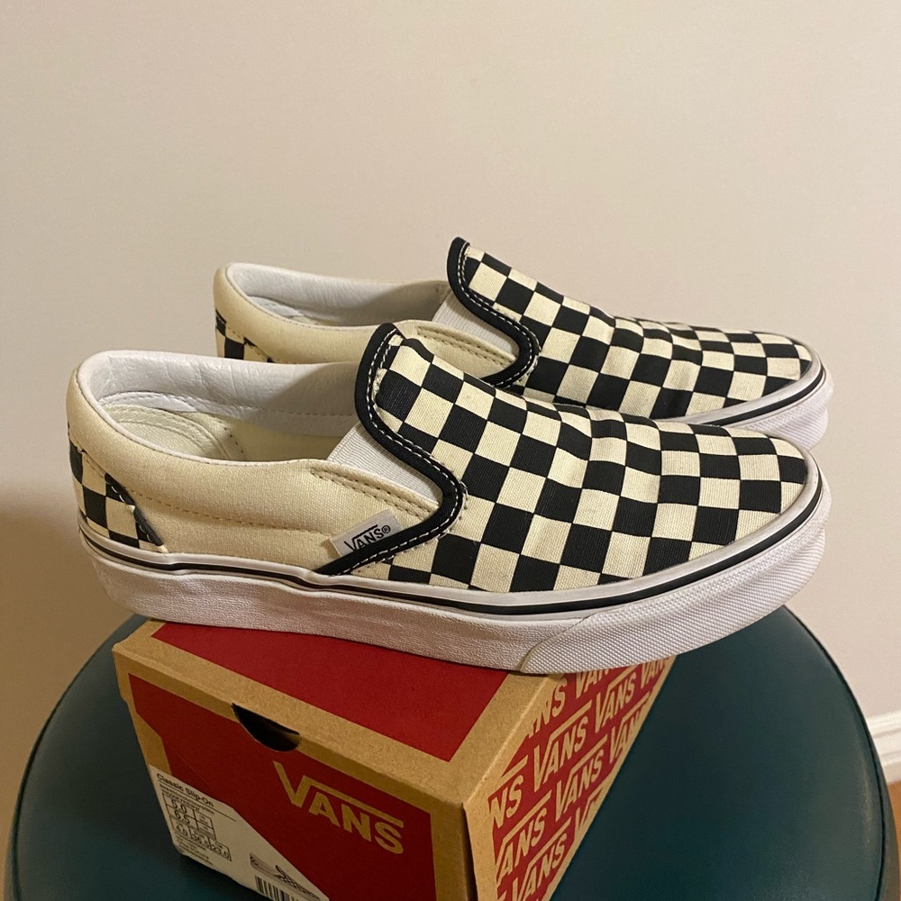 Vans Black & White Checkered Slip-Ons Size 6.5